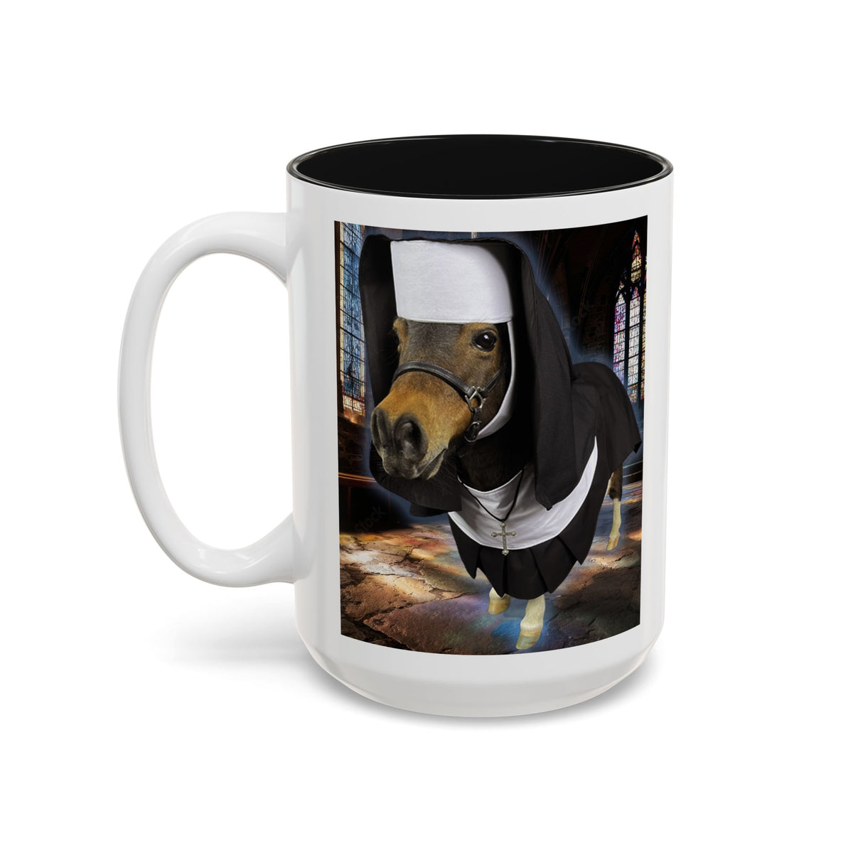 Mini Superior —  Miniature Horse Nun Two-Tone Accent Mug (15oz)