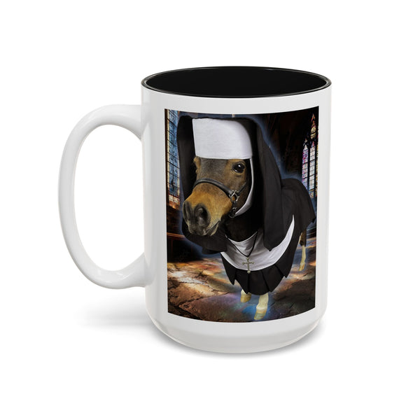Mini Superior —  Miniature Horse Nun Two-Tone Accent Mug (15oz)