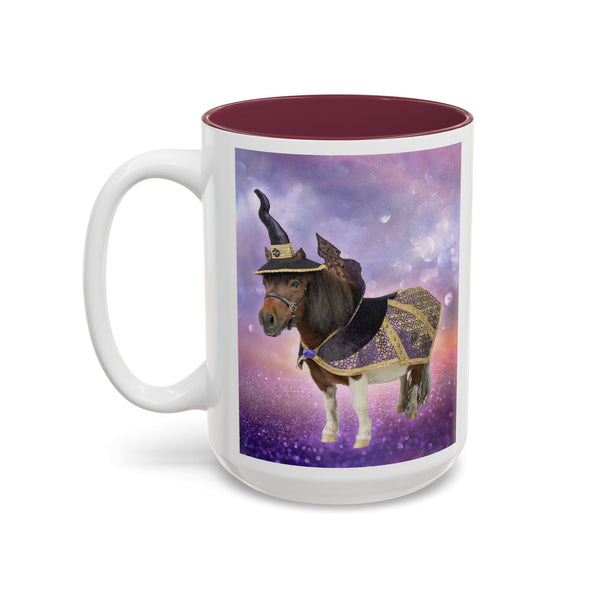 Miniature Horse Wizard Mug — Cosmic Purple Fantasy Coffee Cup