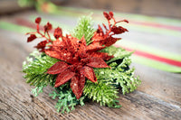Lime Green and Holiday Red Christmas - Set of Four Easy Clip Fascinators with ribbon