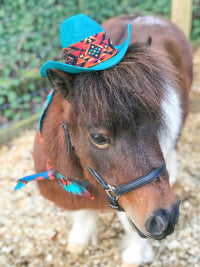 Teal and Copper Navajo - Cowboy Hat and Bandana for Mini Horse