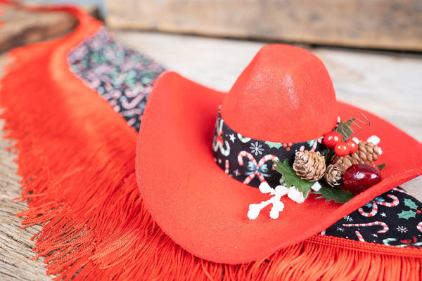 Holiday Fringe and Frolic - Costume for Mini Horse, Cowboy Hat, Shawl and Tail Fascinator