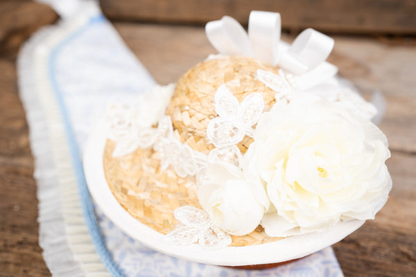 Easter Sunday -  Straw Hat, Shawl and Tail Fascinator in Spring Fair Style for Miniature Horse