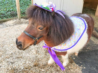 Up To Your Old Chicks -  Straw Hat, Shawl and Tail Fascinator in Spring Fair Style for Miniature Horse