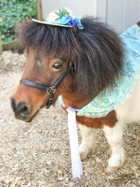 Wondrous Wabbit -  Straw Hat, Shawl and Tail Fascinator in Spring Fair Style for Miniature Horse