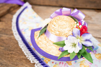 Up To Your Old Chicks -  Straw Hat, Shawl and Tail Fascinator in Spring Fair Style for Miniature Horse