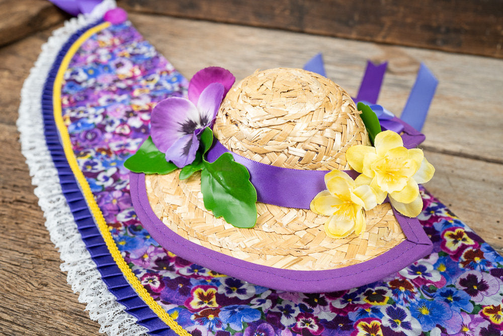 Secret Garden -  Straw Hat, Shawl and Tail Fascinator for Miniature Horse
