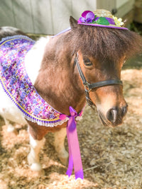 Secret Garden -  Straw Hat, Shawl and Tail Fascinator for Miniature Horse