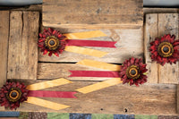 Wine Sunflower and Saffron - Set of Four Easy Clip Floral Fascinators with Satin Ribbons for Mini Horse