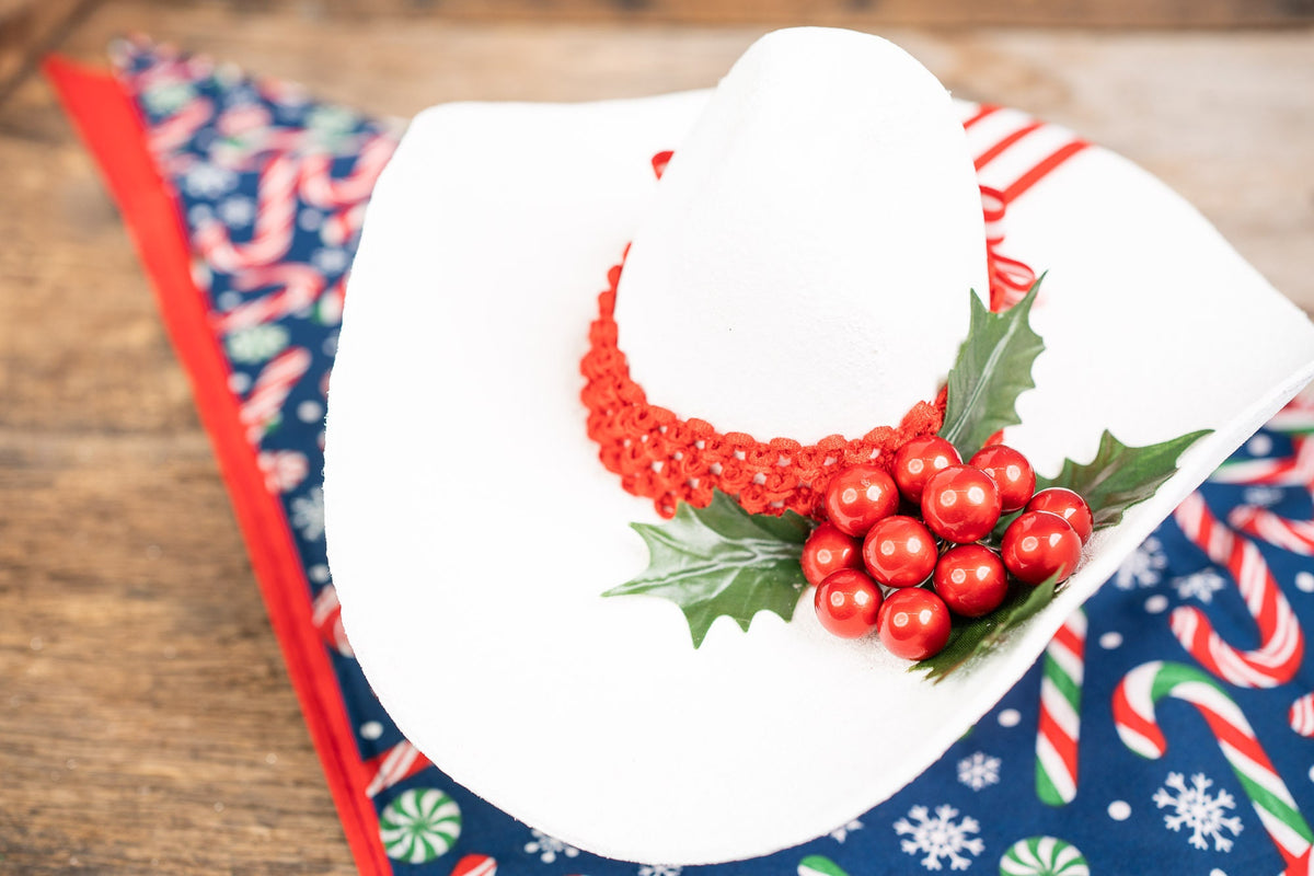 Candy Cane Cascade - Cowboy Hat and Bandana for Mini Horse