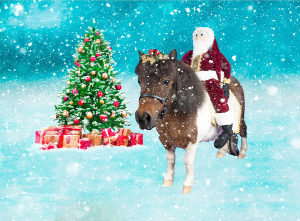 Riding Santa -  Festive Holiday Saddle, Fascinators and Santa Rider for Miniature Horse