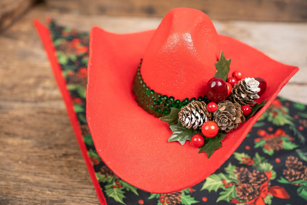 Holly Jolly Berry - Christmas Cowboy Hat and Bandana for Mini Horse