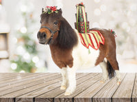 Santa's Little Helper - Costume with Triple Gift saddle plus Mane and Tail Fascinator for Mini Horse