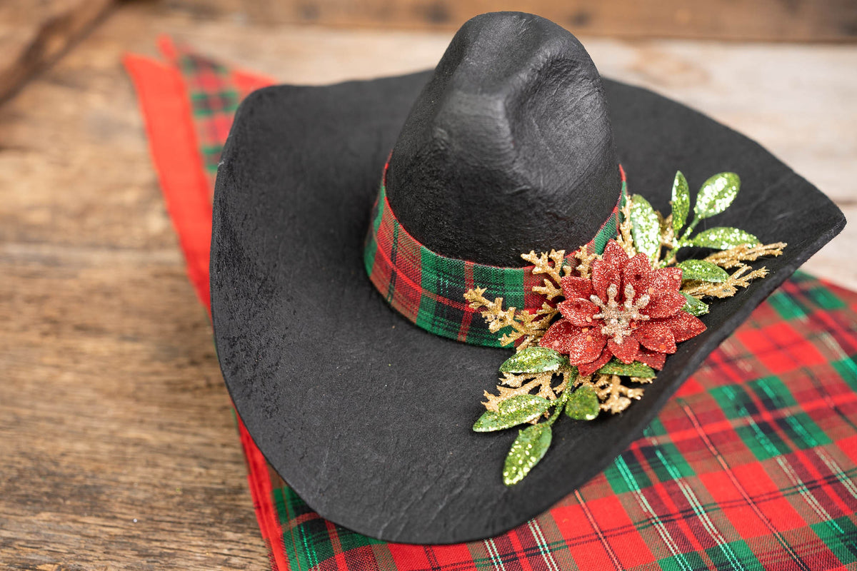 Tinsel and Tartan - Christmas Cowboy Hat and Bandana for Mini Horse