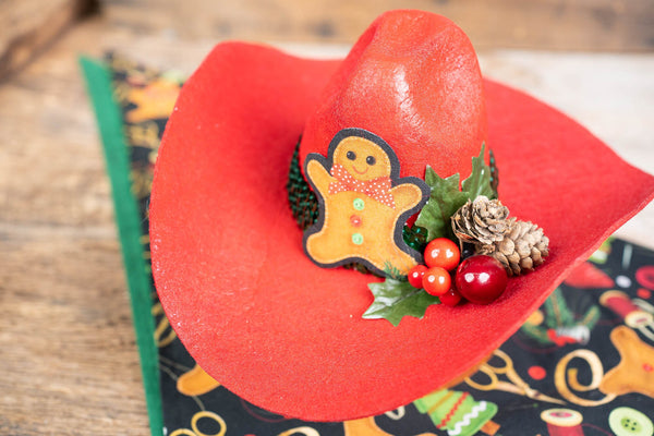 Gingerbread Trail - Christmas Cowboy Hat and Bandana for Mini Horse