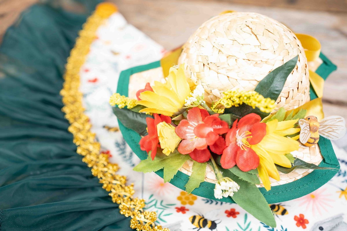 Honeybee Hoedown -  Straw Hat, Shawl and Tail Fascinator for Miniature Horse