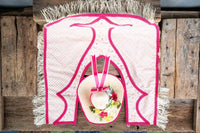 Ropin' Raspberry - Fancy Cowboy Set with Hat, Fringed Shawl and Tail Fascinator