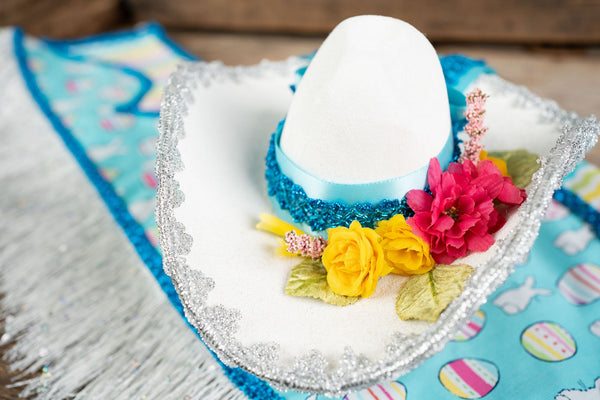Hoppy Trails - Fancy Easter Cowboy Set with Hat, Fringed Shawl and Tail Fascinator