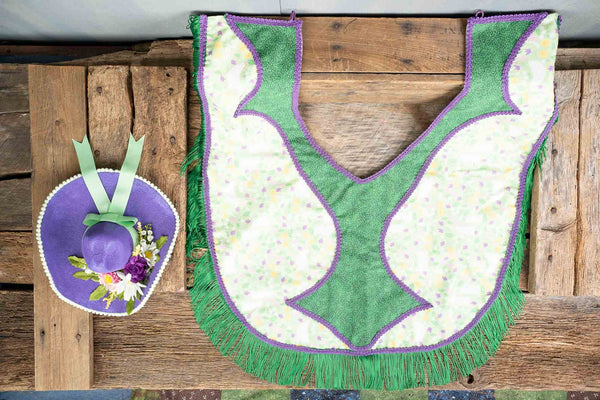 Rawhide Rabbit - Fancy Easter Cowboy Set with Hat, Fringed Shawl and Tail Fascinator