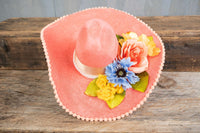 Peach Bunny Wrangler - Fancy Easter Cowboy Set with Hat, Fringed Shawl and Tail Fascinator