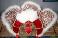 Rule Your Yule - Costume with Feathered Pointsettia Head Piece and Regal Christmas Cape for Mini Horse