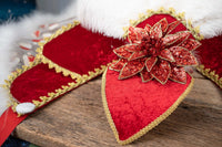 Rule Your Yule - Costume with Feathered Pointsettia Head Piece and Regal Christmas Cape for Mini Horse