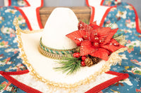 Retro Christmas Rodeo - Fancy Christmas Cowboy Set with Hat, Fringed Shawl and Tail Fascinator