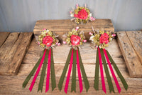 Wild Rose Razzle - Set of Four Christmas Fascinators with Flowers and Ribbons for Mini Horse