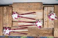 Merlot in the Snow - Set of Four Christmas Fascinators with Flowers and Ribbons for Mini Horse