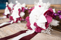 Merlot in the Snow - Set of Four Christmas Fascinators with Flowers and Ribbons for Mini Horse