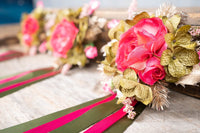 Wild Rose Razzle - Set of Four Christmas Fascinators with Flowers and Ribbons for Mini Horse