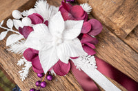 Merlot in the Snow - Set of Four Christmas Fascinators with Flowers and Ribbons for Mini Horse