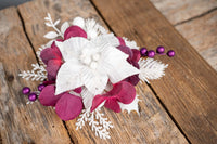 Merlot in the Snow - Set of Four Christmas Fascinators with Flowers and Ribbons for Mini Horse
