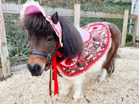 Chocolate and Roses - Valentine Costume with Bonnet, Cape and Tail Fascinator for Mini Horse