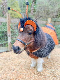 Cantering Caterpillar -  Caterpillar Costume with Antennaed Hat and Fuzzy Abdomen Cape for Mini Horse