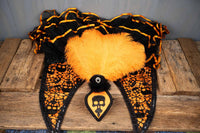 Mini Macabre - Halloween Feathered Headdress, Ruffled Skirt Cape and Tail Fascinator for Mini Horse
