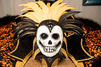 Baroness of the Boneyard - Halloween Headdress with Skull, Stand Up Collar, and Lacey Skull Cape for Mini Horse