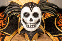 Baroness of the Boneyard - Halloween Headdress with Skull, Stand Up Collar, and Lacey Skull Cape for Mini Horse