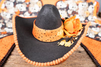 Skull Lovin'Scoundrel - Fancy Halloween Cowboy Set with Hat, Fringed Shawl and Tail Fascinator