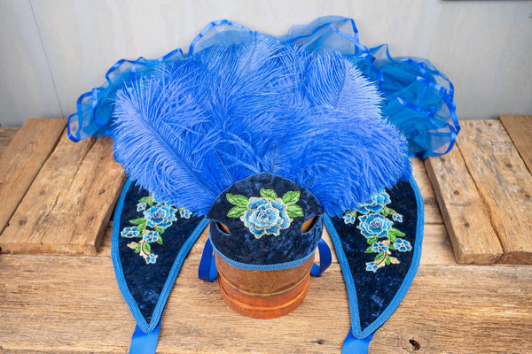 Royal Blue Rhapsody - Feathered Headdress, Cape and Tail Fascinator for Mini Horse