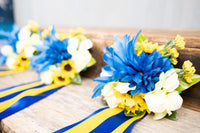 Sunshine and Cobalt - Set of Four Easy Clip Flower Fascinators