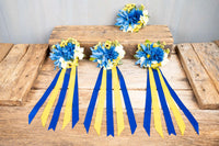 Sunshine and Cobalt - Set of Four Easy Clip Flower Fascinators