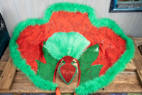 Holly Jolly Follies - Feathered Headdress, Cape and Tail Fascinator for Mini Horse