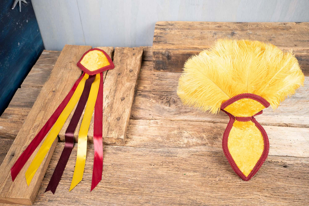 Gold and Garnets- Feathered Mini Headdress and Tail Fascinator for Mini Horse