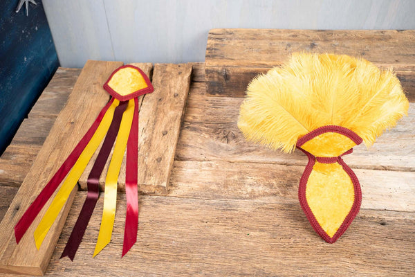 Gold and Garnets- Feathered Mini Headdress and Tail Fascinator for Mini Horse