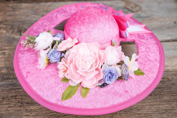 Fuschia and Rose Fizz - Derby Hat and Tail Fascinator for Mini Horse