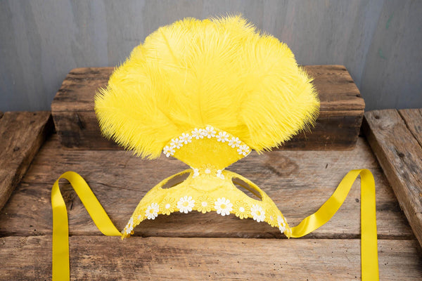 Sun Dappled Daisies - Feathered Mini Headdress and Tail Fascinator for Mini Horse