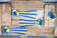 Sunshine and Cobalt - Set of Four Easy Clip Flower Fascinators