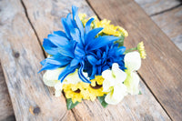 Sunshine and Cobalt - Set of Four Easy Clip Flower Fascinators