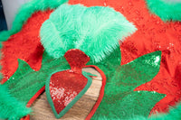 Holly Jolly Follies - Feathered Headdress, Cape and Tail Fascinator for Mini Horse